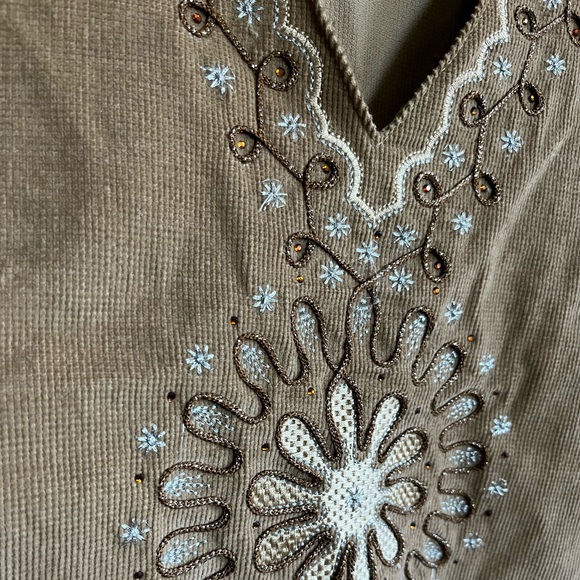 Unique Vintage Ethnic Indian Corduroy Embroidered Tunic Dress - Picture 6 of 6